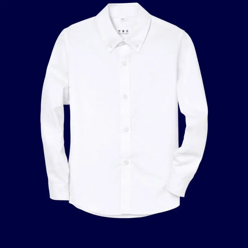 White long-sleeve button-up shirt with a pointed collar